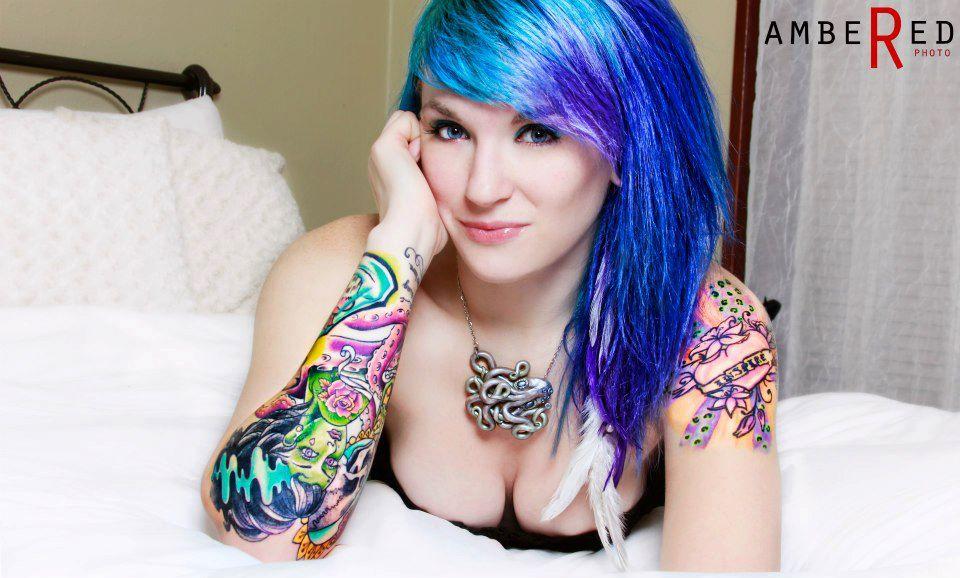 Blue Hair With Tattoo - Hot Tattoo Porn Pics image #55347