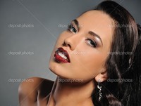 brunette woman pics depositphotos attractive brunette woman isolated grey background stock photo