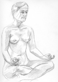 girl naked pics drawing painting traditional girl nude lotus pose pencil